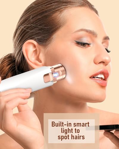Rose Gold Eyebrow Trimmer & Facial Hair Removal for Women - 2 in 1 Rechargeable Electric Razor with LED Light