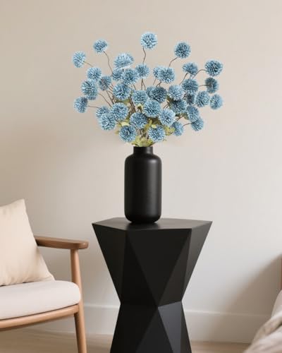 DuHouse 6pcs Dusty Blue Faux Silk Mini Chrysanthemum Flowers