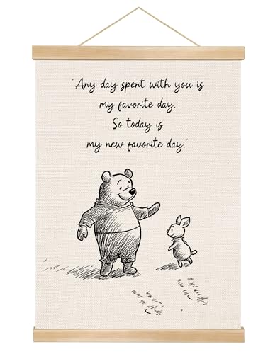 Little Bear Pooh Quote Wall Art | Natural Linen Poster 14x18.5