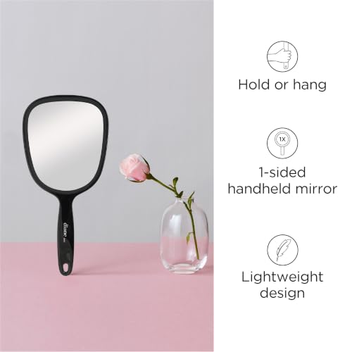 Diane Handheld Mirror with Handle - 1X Magnification, Black, 5x11 Inches