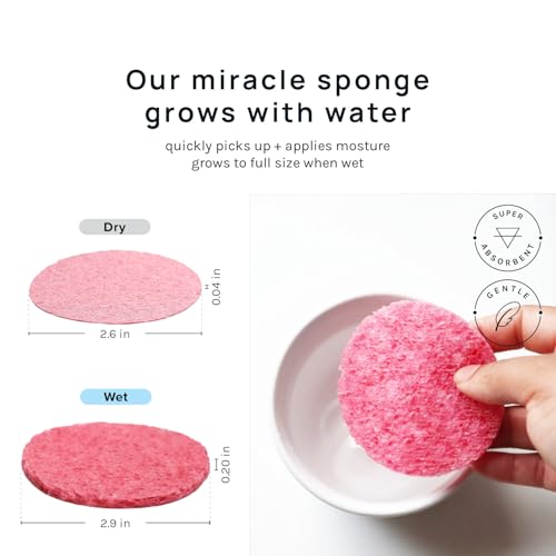 AOA Studio Pink 50-Count Reusable Facial Sponges for Cleansing & Exfoliating - Eco-Friendly Beauty Tools