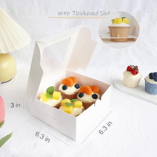 Cupcake Boxes with Window - 4 Count Bakery Containers for Treats
