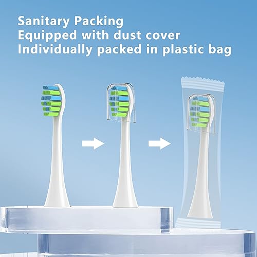 iOearry White Replacement Toothbrush Heads with Covers for 7am2m AM101/AM105 Electric Toothbrush - 10 Pack