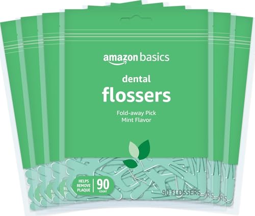 Amazon Basics Mint Dental Flossers - 540 Count, 6 Packs of 90