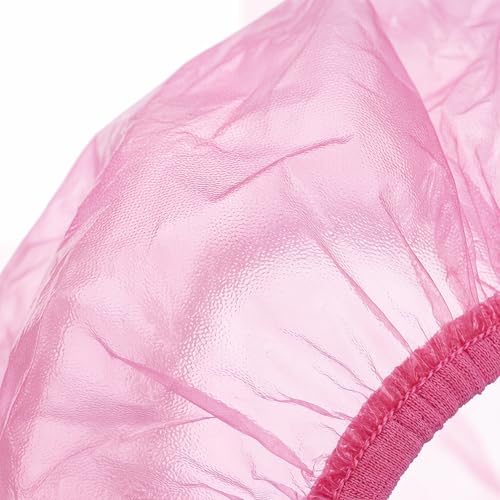 Pink Disposable Shower Caps - 200 Pack Heavy Duty Waterproof for Long Hair