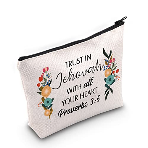 Proverbs 3:5 Cosmetic Toiletry Pouch for Women - Cute Zipper Bag