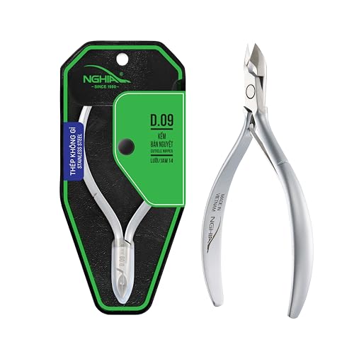 Nghia D-09 JAW 14 Cuticle Nipper Stainless Steel for Salons & Home Use, Grey