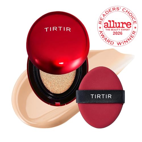 TIRTIR Mask Fit Red Cushion Foundation | Full coverage, Weightless, Skin fit, Satin Glow Finish, Korean Makeup BB Foundation, beauty, Tattoo cover up, Buildable (#21N Ivory, 0.63 Fl Oz)