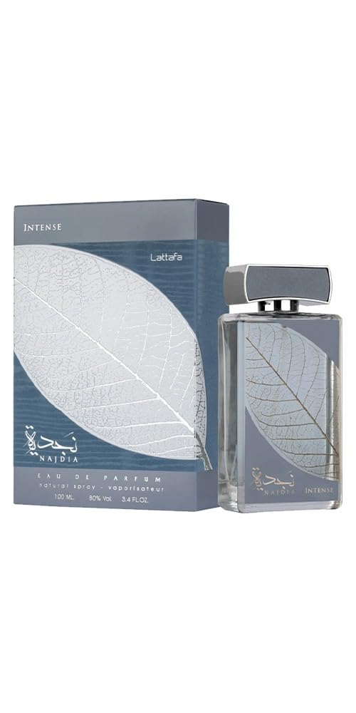 Lattafa Najdia Intense Eau de Parfum Spray for Men - Fresh Marine Woody Fragrance | 3.4 Ounce (100 ml)