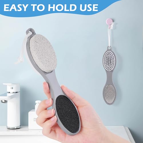 4-in-1 Foot Brush and Callus Remover Set - 2 Black Gray Foot Scrubbers by TaShow