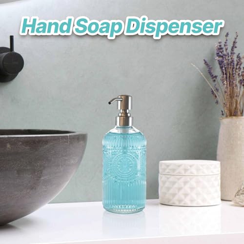 Elegant Glass Soap Dispenser with Stainless Steel Pump - 17oz