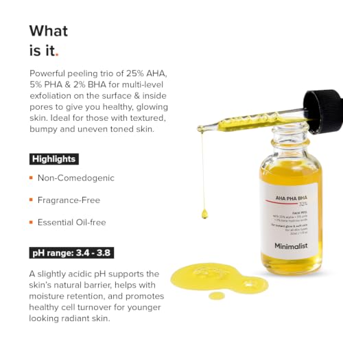 Minimalist AHA PHA BHA Peeling Solution with Turmeric - 1 Fl Oz
