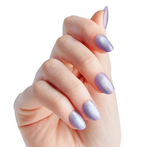 KISS Ozdust Press On Nails - Light Purple Short Oval Fake Nails Kit with Glue & Tools