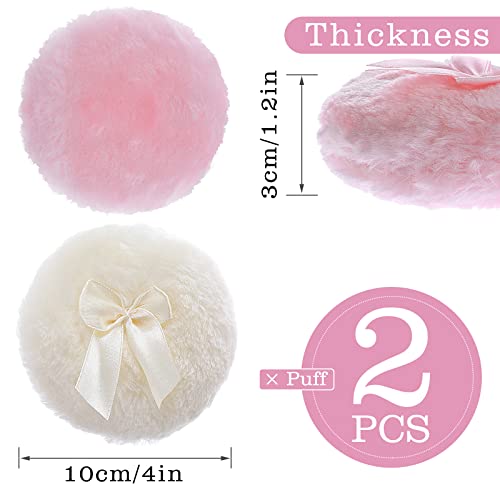Sibba 4-Inch Large Velour Makeup Puff - Soft & Washable - 2 Pack