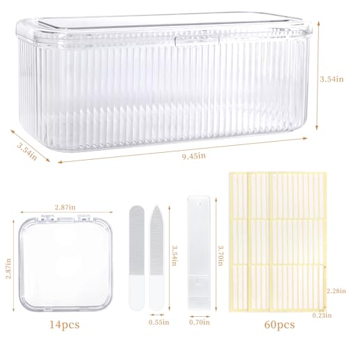 YINGJEE 15-Piece Press On Nail Storage Box Set with Adhesive Tape & Files