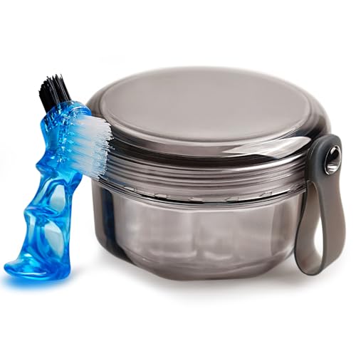Mckkor Leakproof Denture Case with Basket - Transparent Black, Travel Friendly