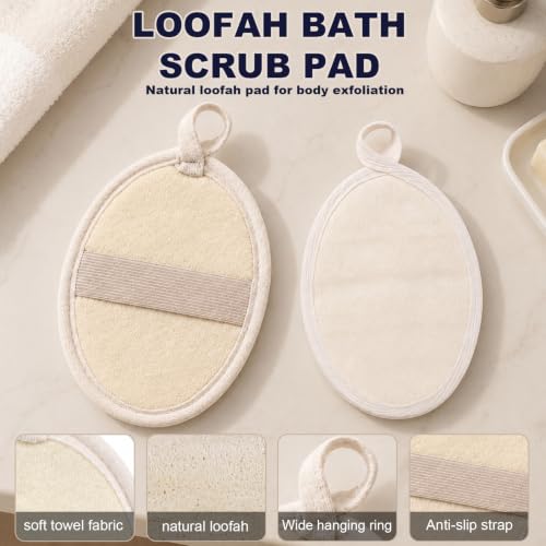 Natural Loofah Sponge Pads - Exfoliating Body Scrubber (5 Pack)