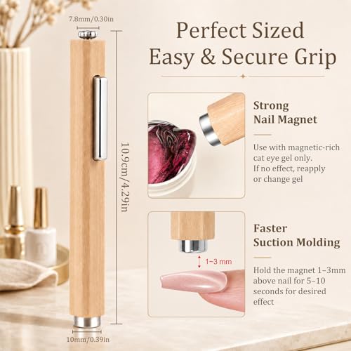 3-in-1 Cat Eye Nail Magnet Tool with Protective Cover