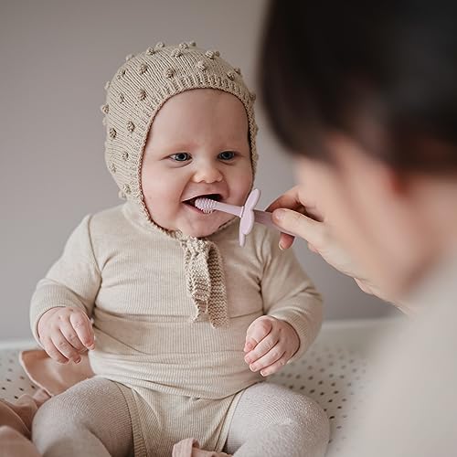 Mushie Flower Toddler Training Toothbrush with Suction Base - Soft Lilac
