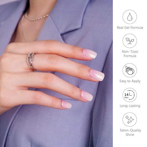 DANNI & TONI Baby Ombre Semi Cured Gel Nail Strips Pink to White 28 Stickers - Easy Application