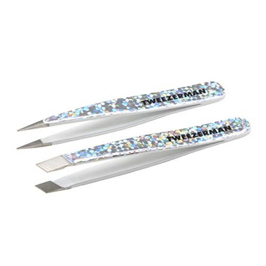 Tweezerman Hollygraphic Micro Mini Slant & Point Tweezer Set - Eyebrow Tweezers for Women and Men