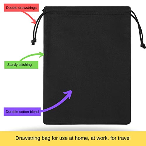 Small Black Cotton Drawstring Bags - 12 Pack (6 x 8 inch)