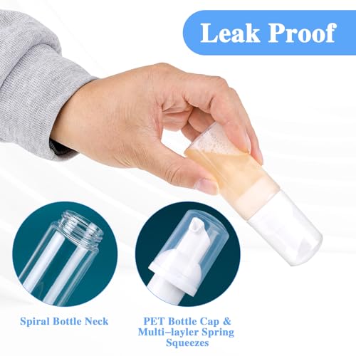 2 Pack Mini Foam Pump Bottles - Refillable Travel Dispenser 50ml