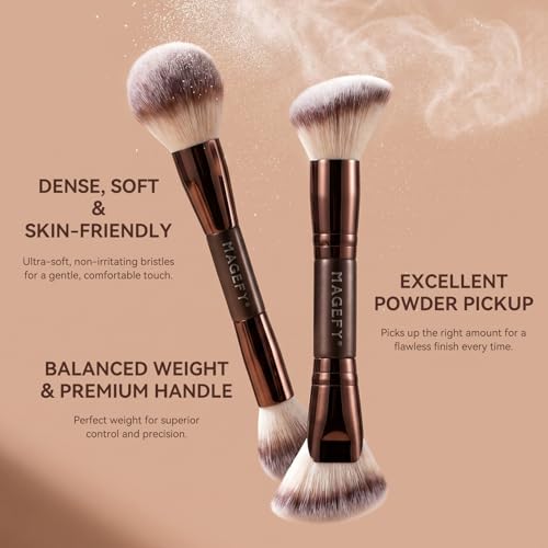 MAGEFY Double-Ended Makeup Brush Set - 2Pc Foundation & Contour Brushes