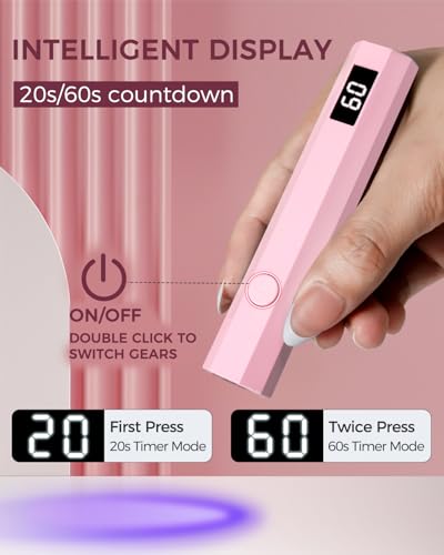 mlogiroa Handheld UV Nail Light - 3W Portable LED Lamp with Timer