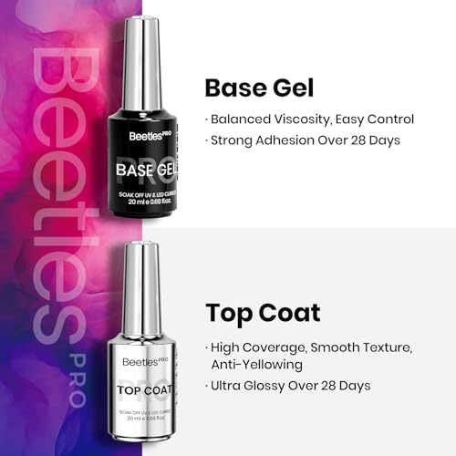 Beetles Professional Gel Base and Top Coat Set - 20ml Long-Lasting Shine