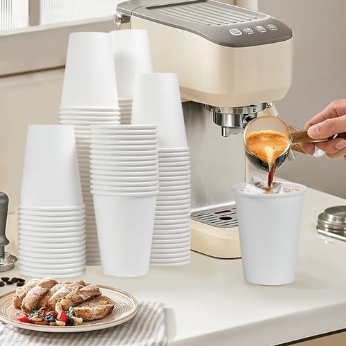 Clawsoff 12 oz Disposable Paper Cups - 100 Count, Leak-Proof, BPA-Free