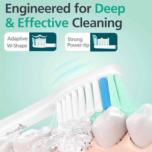 Senyum Replacement Toothbrush Heads for Philips Sonicare E-Series, Green & White, Pack of 6
