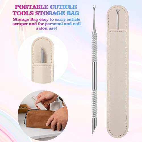 Dual-Ended Cuticle Scraper Tool for Nail Care with Case
