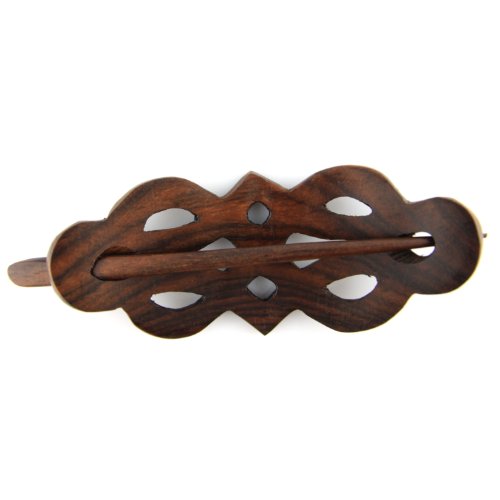 Evolatree Handmade Wooden Hair Barrettes - Celtic Princess Style - Brown, 4-inch