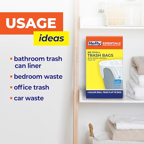 Hefty Essentials 4 Gallon Trash Bags - Fresh Linen Scent, 80 Count