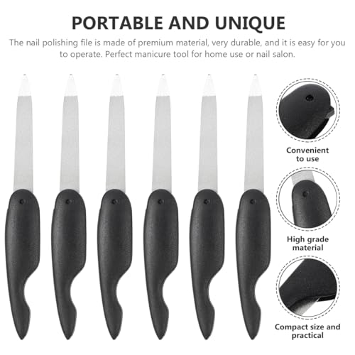 Ipetboom 6-Pack Foldable Stainless Steel Nail Files - Double-Sided Manicure Tools
