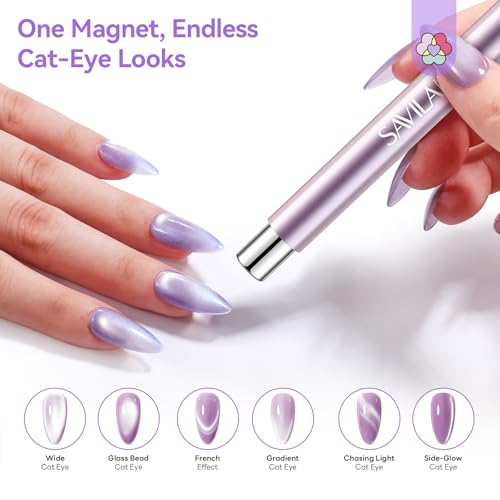 SAVILAND Double-Head Cat Eye Magnet Pen - 5X Strong Magnet, Purple