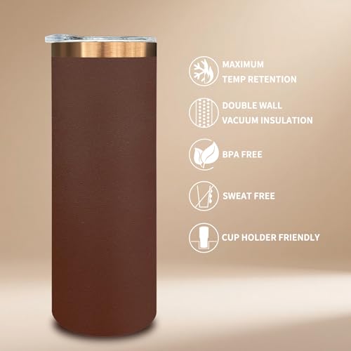 20 oz Stainless Steel Insulated Tumbler with Lid & Straw - Brown