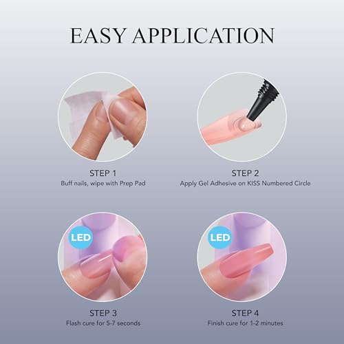 KISS Salon X-tend Press-On Nails - Red Flags Light Pink Almond Medium