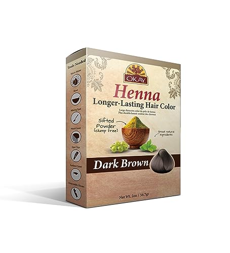 OKAY Henna Hair Color - Dark Brown, Nourishing Botanical Formula, 2 oz