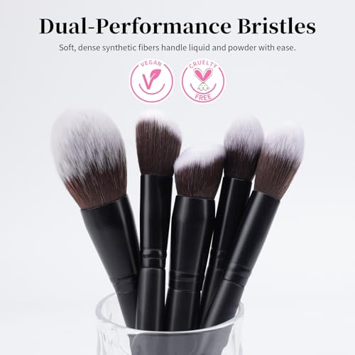 5-Piece Professional Makeup Brush Set - Soft Synthetic Face Brushes