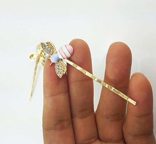 Yueton Pack of 4 Bee Hair Pins Crystal Hair Clip for Side Bangs