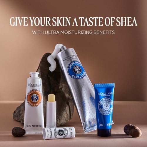 L'OCCITANE Shea All Day Body Skincare Gift Set, Ultra Rich Cream, Hand Lotion, Foot Balm, Nourishing Lip Care, Hydrate & Comfort Dry, Cracked Skin