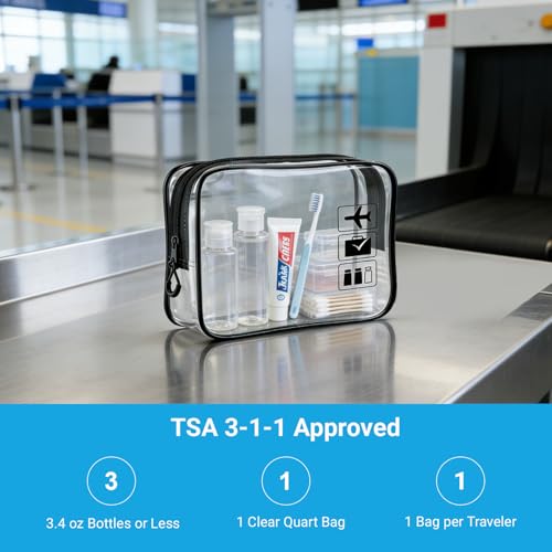 Ezdjozr TSA Approved Clear Toiletry Bag 3pcs Medium Carry-On Travel Organizer