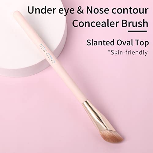 ENZO KEN Angled Concealer Brush - Precision Under Eye & Nose Contour Tool