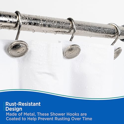 Kenney Decorative Shower Curtain Hooks - Set of 12 Brushed Nickel