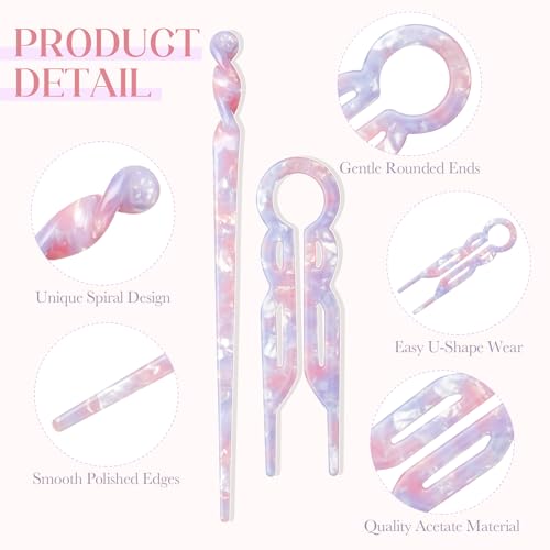 Bright Vintage Acetate U-Shaped Hair Pins Set of 12 for Elegant Updos