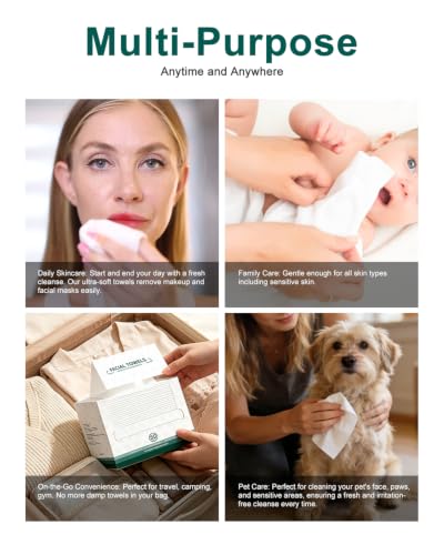 LUXU Disposable Face Towels - 100 Count Ultra-Soft Biodegradable Facial Cloths