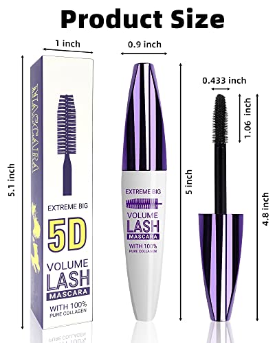 5 Color Waterproof Mascara Kit - Black, Brown, White, Blue, Purple