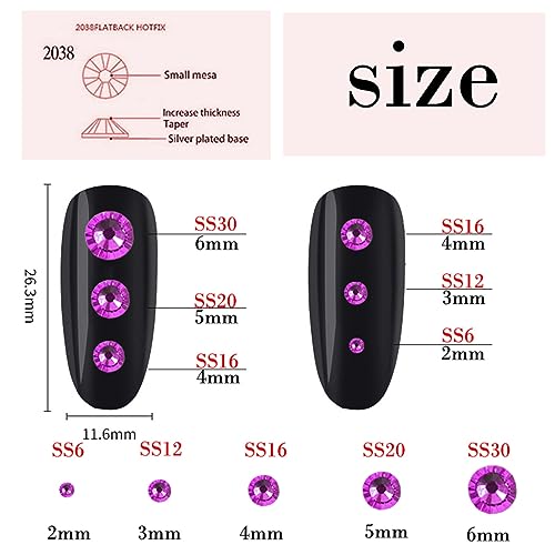 Laviyo 4500Pcs SS12 3mm AB Flatback Rhinestones - Black-Bottom Purple Red AB, Nail Art & Craft